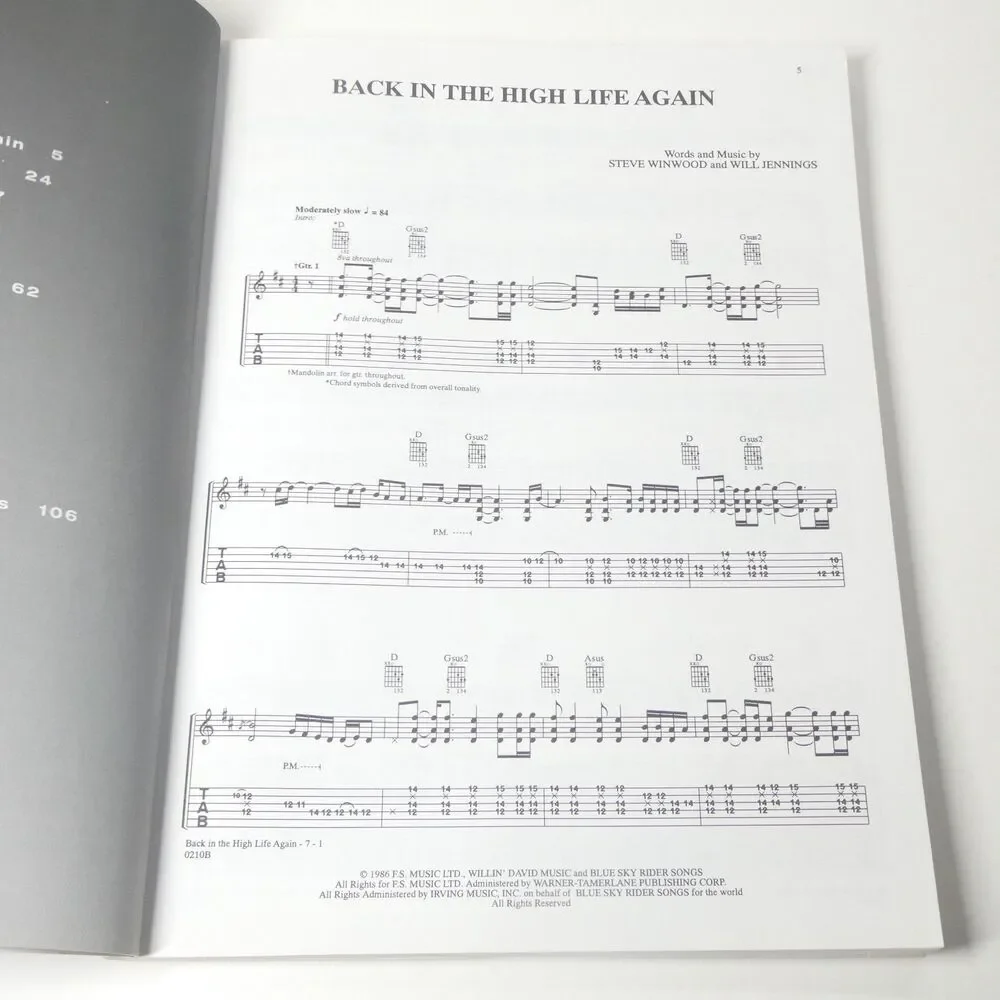 Classic Steve Winwood Guitar Songbook 2001